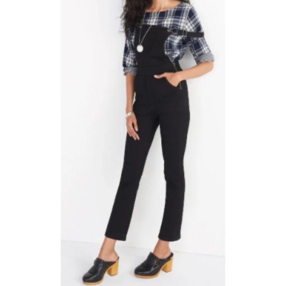 MADEWELL Denim Cali Demi-Boot Overalls Black Frost Ankle Crop F6394 Womens Small - Picture 1 of 15